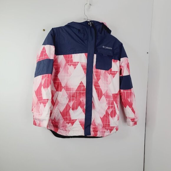 Columbia Girl's Pink Navy Mighty Mogul II Insulated Winter Snow Jacket Size M - Picture 2 of 7